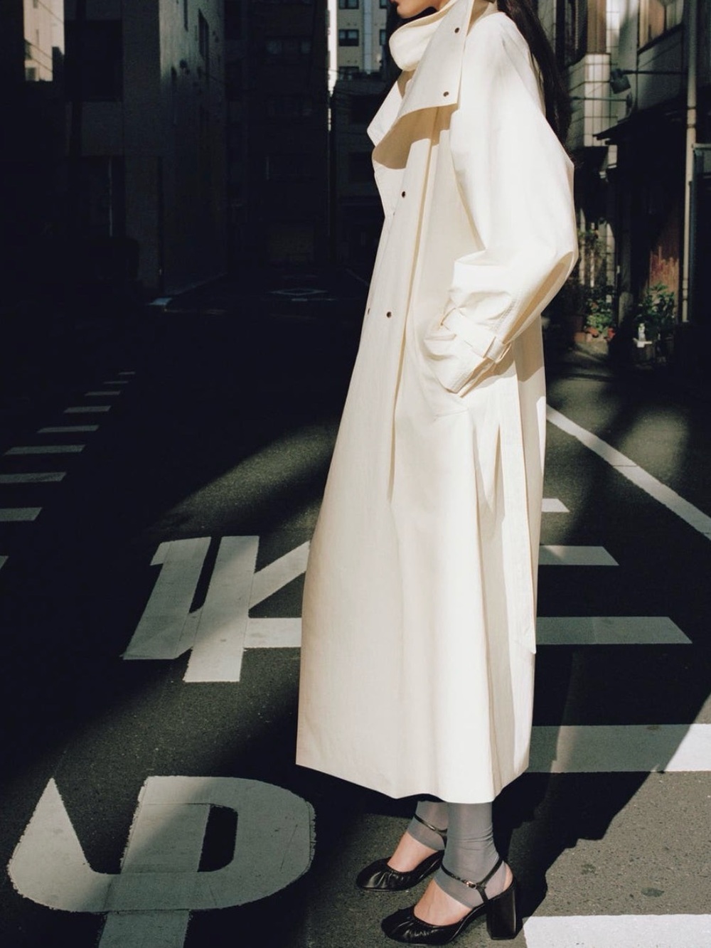 MANGO funnel neck cotton blend trench